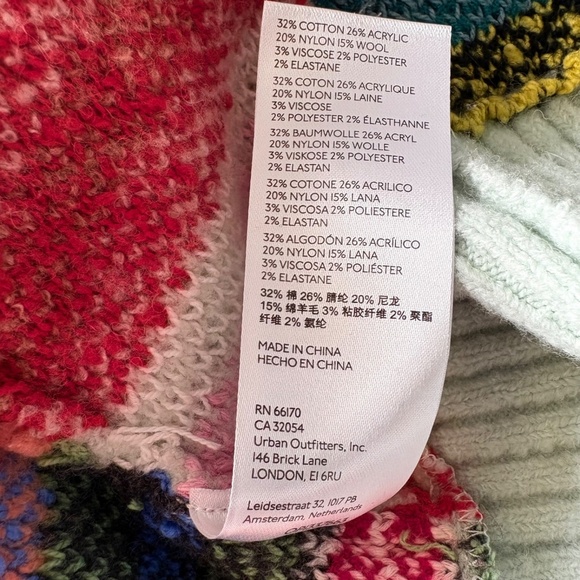 Anthropologie Boho Abstract Multicolor Patchwork Open Cardigan Sweater 1X/2X - Picture 5 of 16